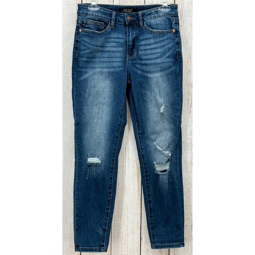 Judy Blue Relaxed Fit Jeans Size 29 Blue Stretch Denim Distressed
